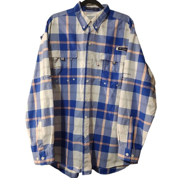 Columbia PFG Super Bahama Button Up Shirt Large Tall Vented Fishing LT - Picture 1 of 10